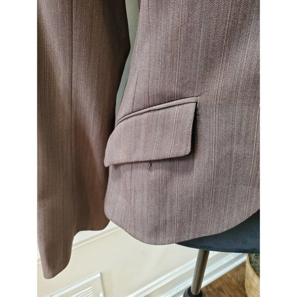 Max Studio Brown Polyester Single Breasted Two Buttons Fitted Blazer 10 NWT $198 - Picture 4 of 12